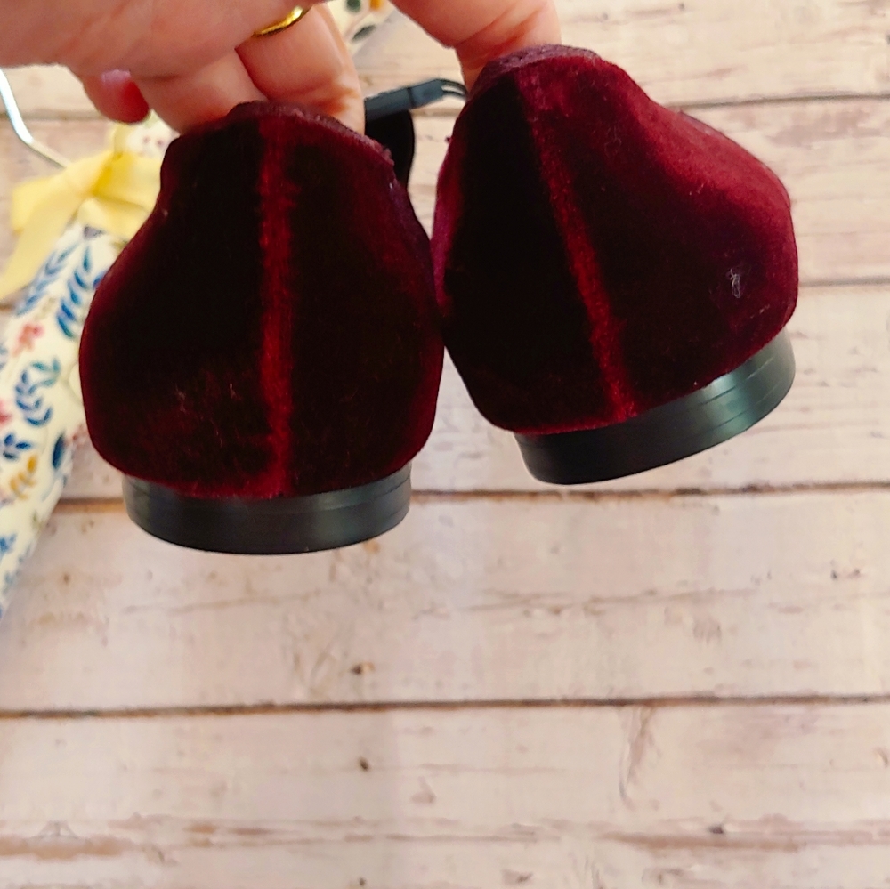Zara Velvet Loafers in Burgundy 6 - Picture 4 of 4